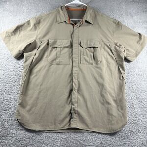 Cabela's Fishing Shirt Mens‎ 2XL Beige Khaki Lightweight Vented Short Sleeve